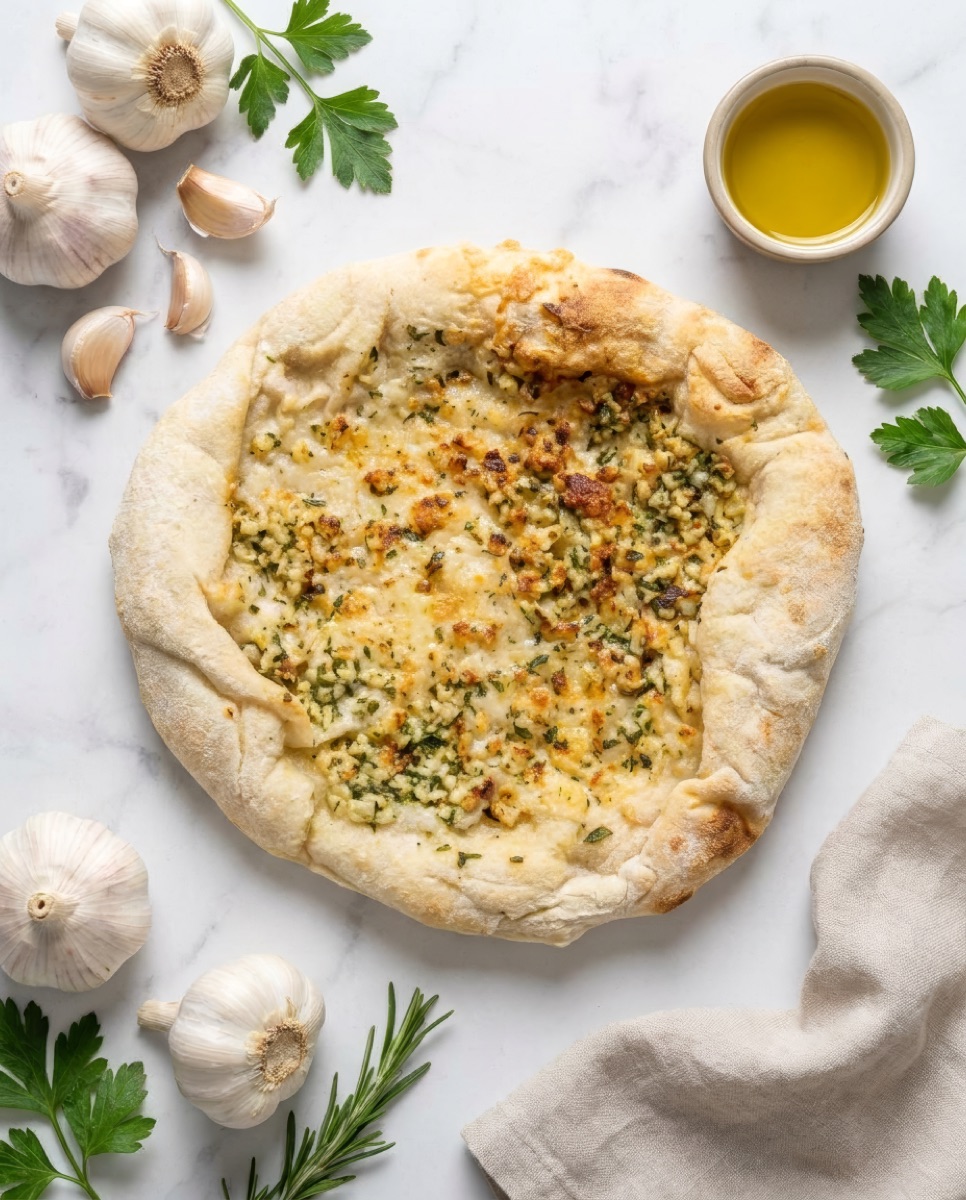 AI product photography — artisan pizza on marble with ingredients